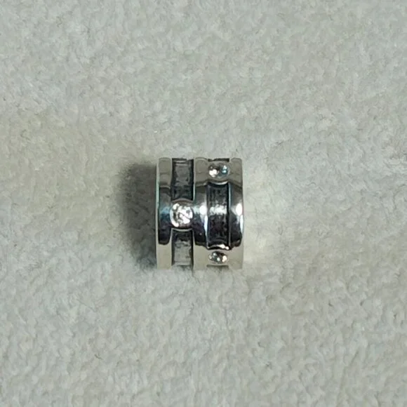 Authentic Pandora Retired Sterling Silver Sparkling Clip - 790291CZ - Picture 2 of 6